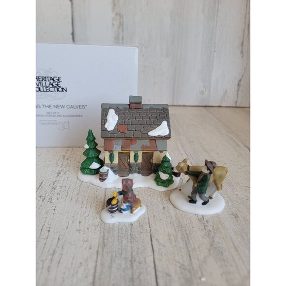 Dept 56 58395 tending the new calves village accessory xmas - Picture 1 of 9